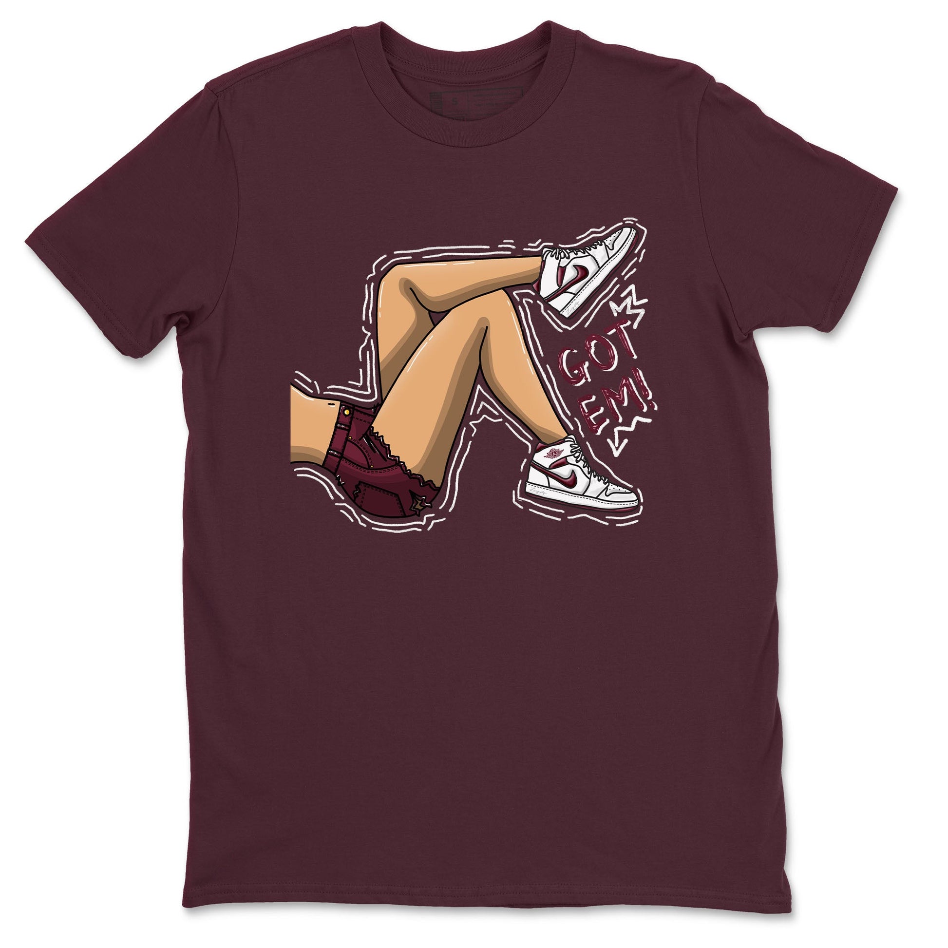 AJ1 Metalic Burgundy shirt to match jordans Got Em Legs sneaker tees Air Jordan 1 Metalic Burgundy SNRT Sneaker Release Tees unisex cotton Maroon 2 crew neck shirt