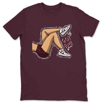 AJ1 Metalic Burgundy shirt to match jordans Got Em Legs sneaker tees Air Jordan 1 Metalic Burgundy SNRT Sneaker Release Tees unisex cotton Maroon 2 crew neck shirt