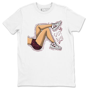 AJ1 Metalic Burgundy shirt to match jordans Got Em Legs sneaker tees Air Jordan 1 Metalic Burgundy SNRT Sneaker Release Tees unisex cotton White 2 crew neck shirt
