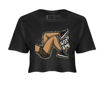 Air Jordan 1 Palomino shirt to match jordans Got Em Legs sneaker tees Crew Neck Jordan 1 Retro High OG Palomino SNRT Sneaker Release Tees Black 2 Crop T-Shirt