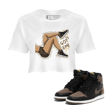 Air Jordan 1 Palomino shirt to match jordans Got Em Legs sneaker tees Crew Neck Jordan 1 Retro High OG Palomino SNRT Sneaker Release Tees White 1 Crop T-Shirt