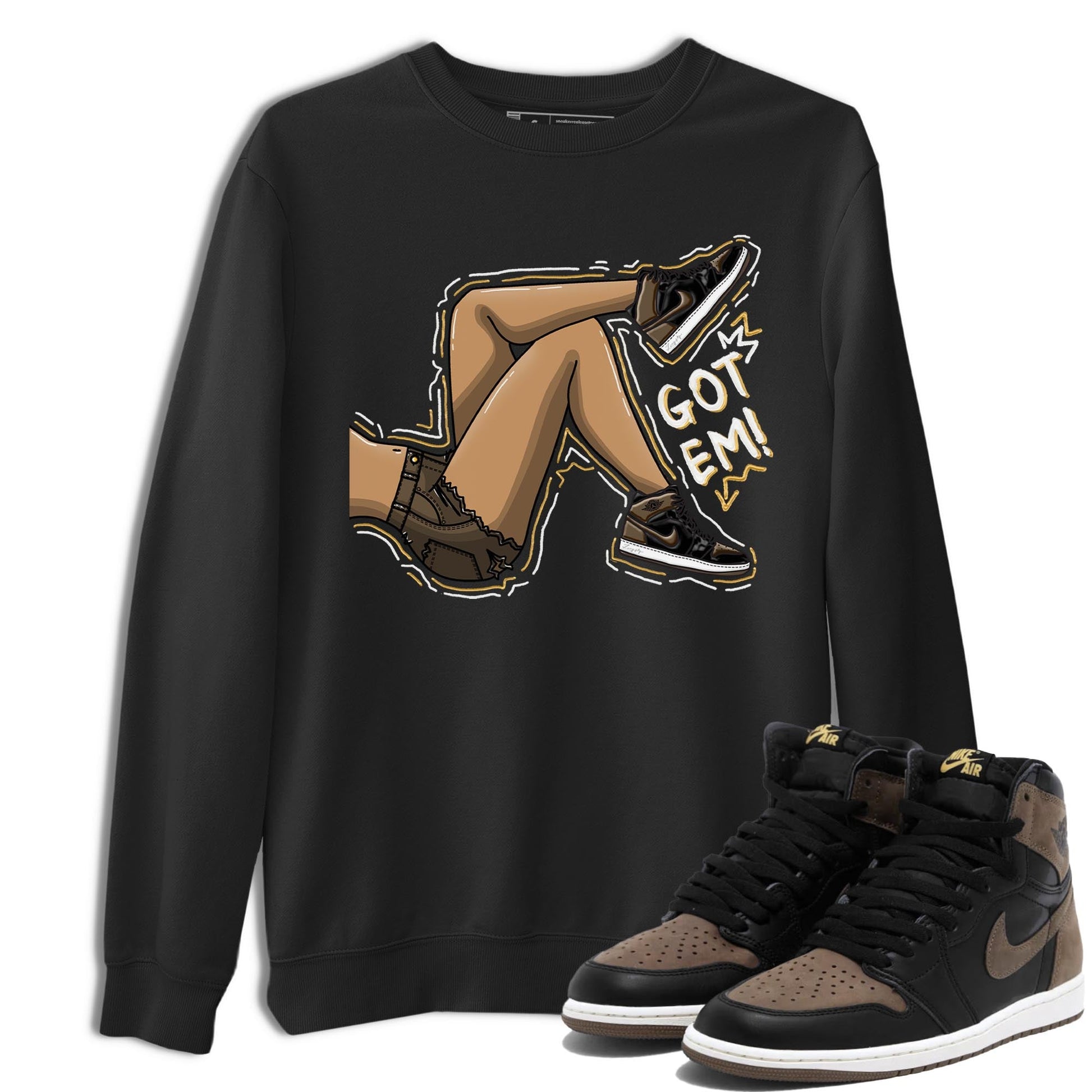 Air Jordan 1 Palomino shirt to match jordans Got Em Legs sneaker tees Crew Neck Jordan 1 Retro High OG Palomino SNRT Sneaker Release Tees Unisex Casual Shirts Black 1 T-Shirt