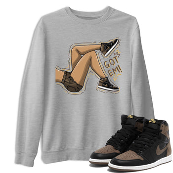 Air Jordan 1 Palomino shirt to match jordans Got Em Legs sneaker tees Crew Neck Jordan 1 Retro High OG Palomino SNRT Sneaker Release Tees Unisex Casual Shirts Heather Grey 1 T-Shirt