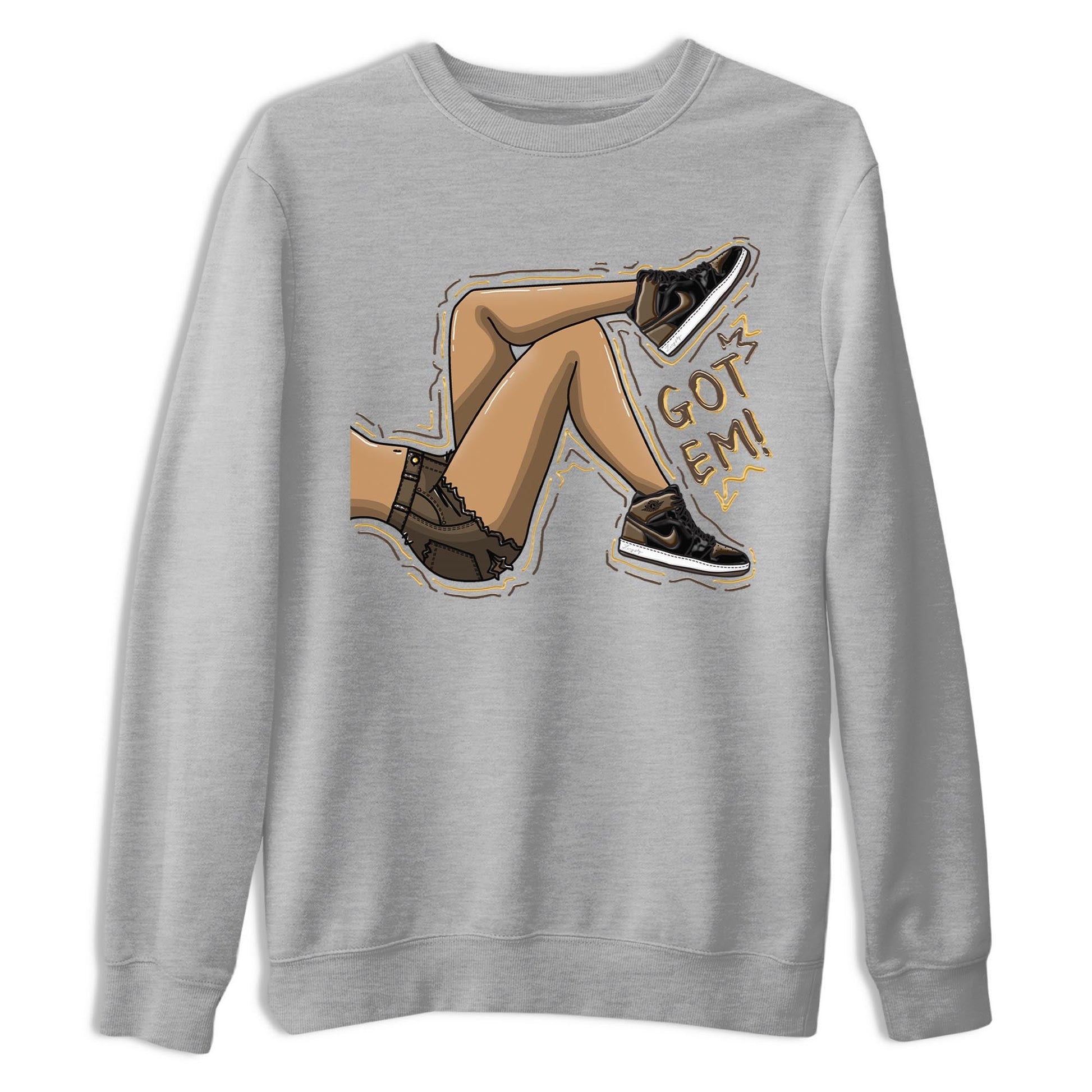 Air Jordan 1 Palomino shirt to match jordans Got Em Legs sneaker tees Crew Neck Jordan 1 Retro High OG Palomino SNRT Sneaker Release Tees Unisex Casual Shirts Heather Grey 2 T-Shirt