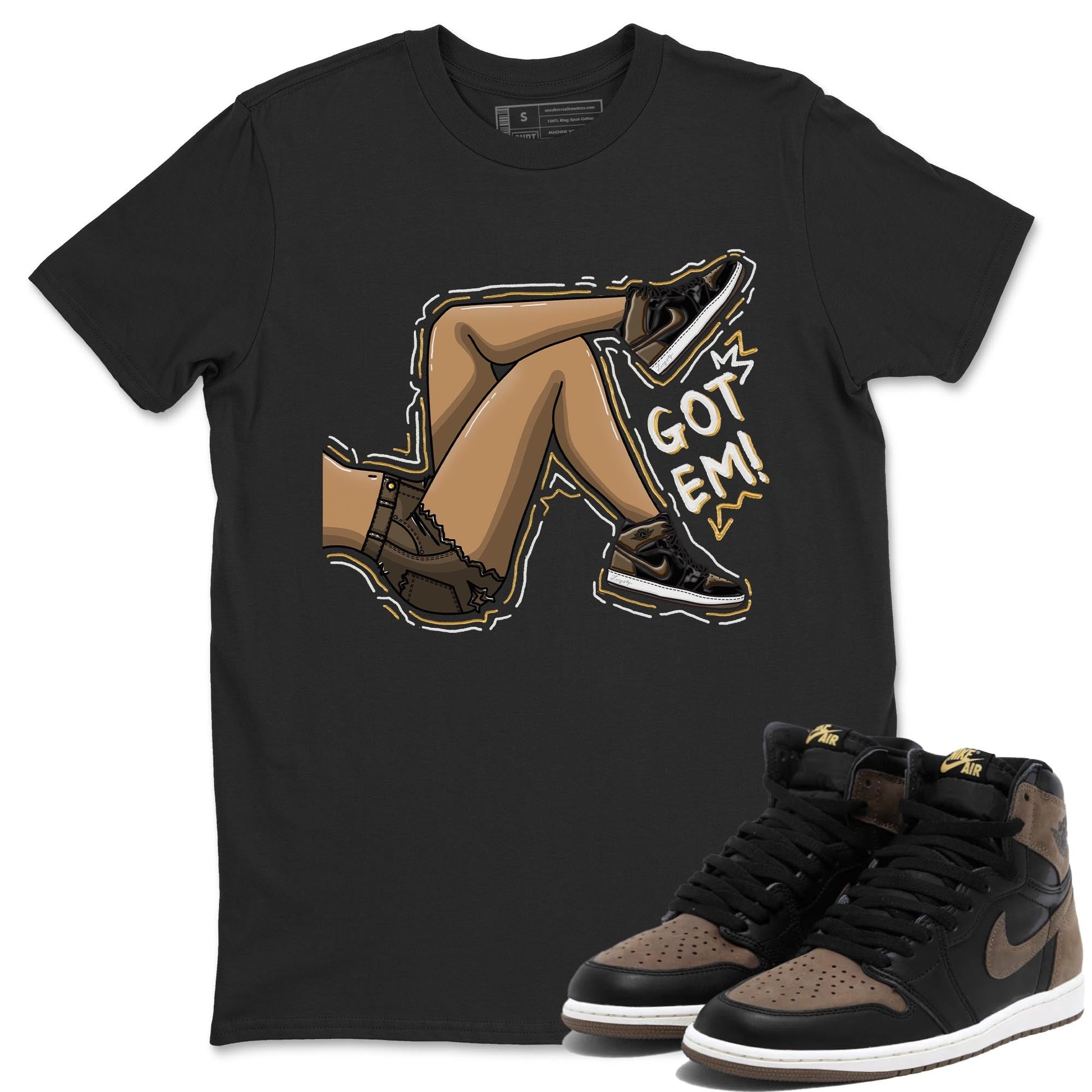 Air Jordan 1 Palomino shirt to match jordans Got Em Legs sneaker tees Crew Neck Jordan 1 Retro High OG Palomino SNRT Sneaker Release Tees Unisex Casual Shirts Black 1 T-Shirt
