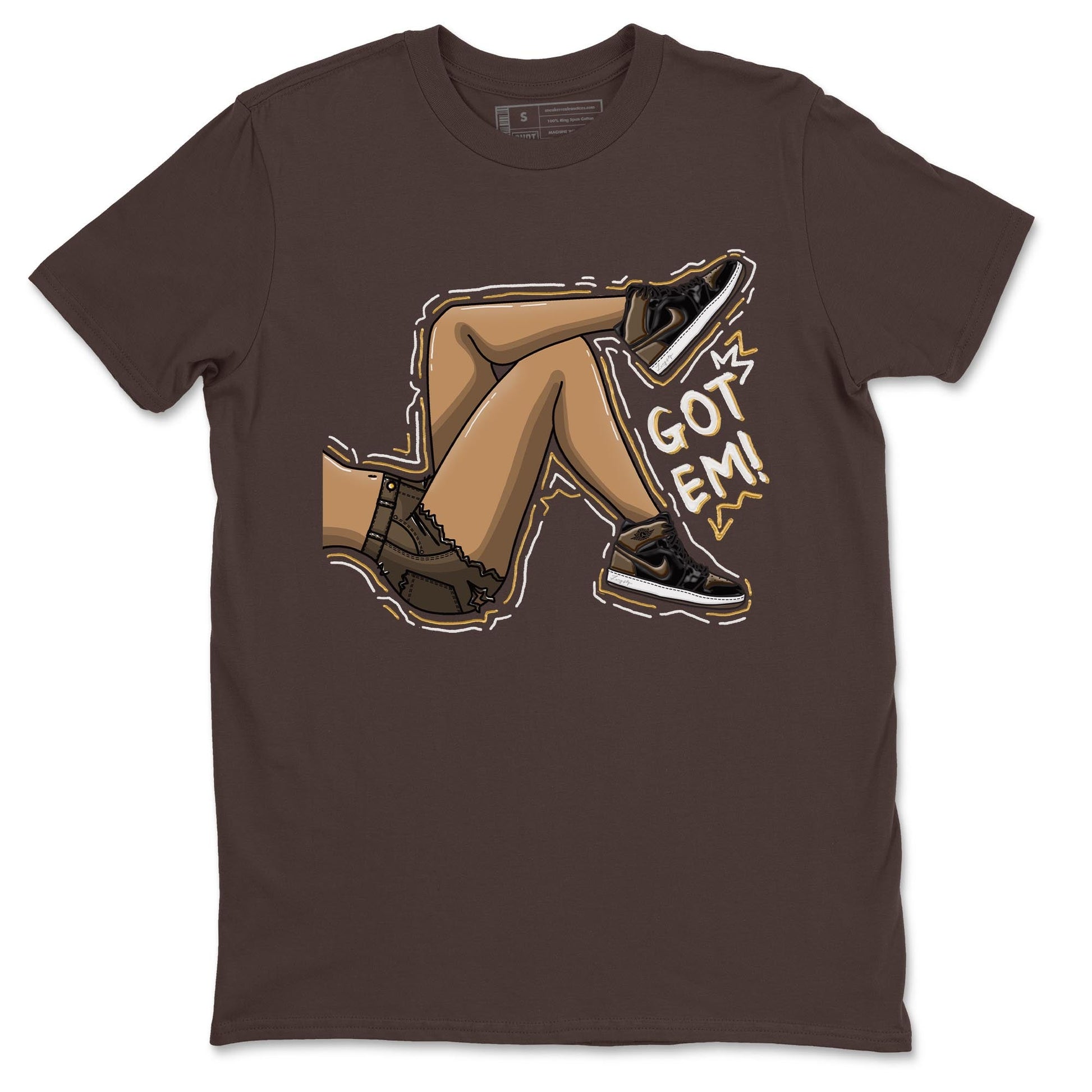 Air Jordan 1 Palomino shirt to match jordans Got Em Legs sneaker tees Crew Neck Jordan 1 Retro High OG Palomino SNRT Sneaker Release Tees Unisex Casual Shirts Dark Chocolate 2 T-Shirt
