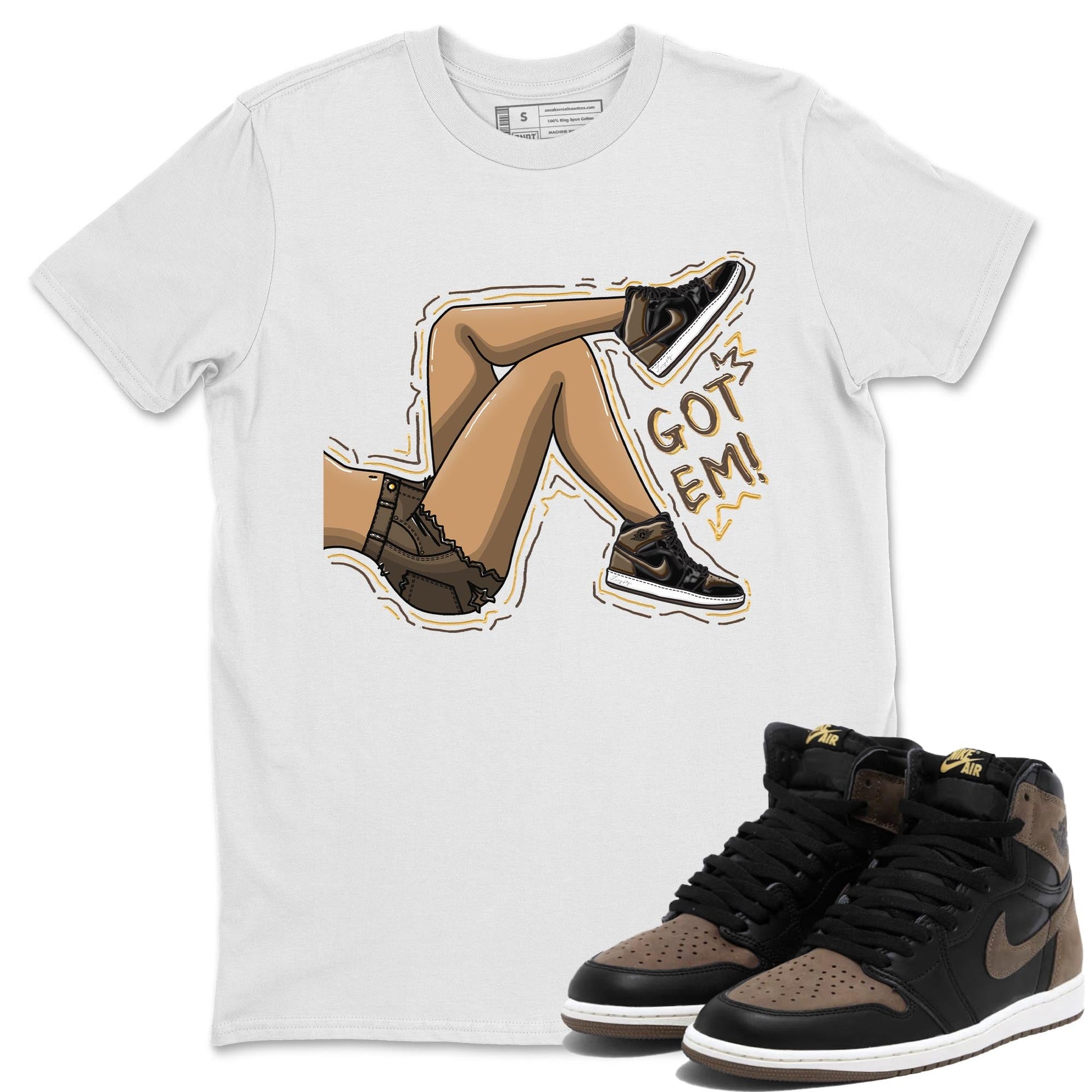 Air Jordan 1 Palomino shirt to match jordans Got Em Legs sneaker tees Crew Neck Jordan 1 Retro High OG Palomino SNRT Sneaker Release Tees Unisex Casual Shirts White 1 T-Shirt