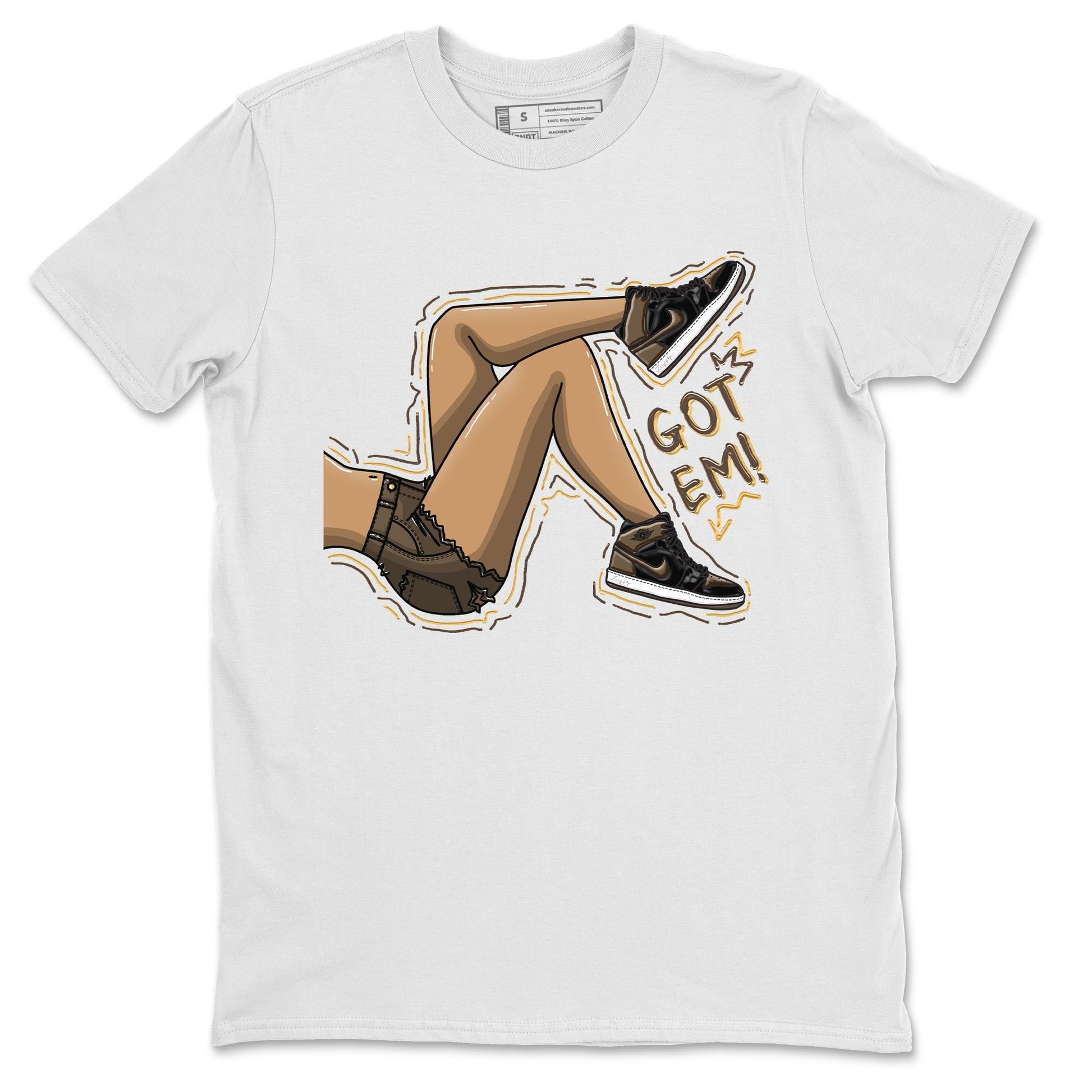 Air Jordan 1 Palomino shirt to match jordans Got Em Legs sneaker tees Crew Neck Jordan 1 Retro High OG Palomino SNRT Sneaker Release Tees Unisex Casual Shirts White 2 T-Shirt