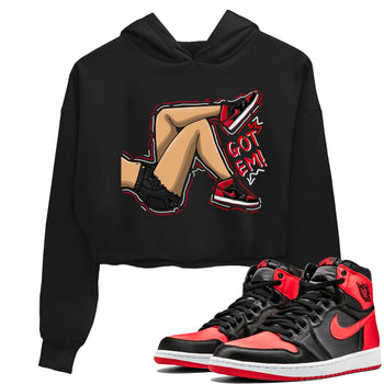 Air Jordan 1 Satin Bred shirt to match jordans Got Em Legs sneaker tees AJ1 Retro Satin Bred SNRT Sneaker Tees Sneaker Matching Clothing Brand Black 1 Crop T-Shirt