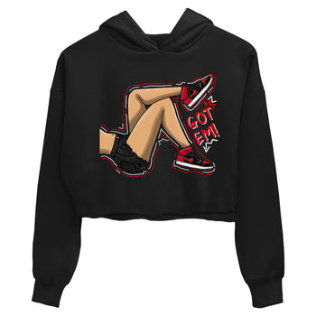 Air Jordan 1 Satin Bred shirt to match jordans Got Em Legs sneaker tees AJ1 Retro Satin Bred SNRT Sneaker Tees Sneaker Matching Clothing Brand Black 2 Crop T-Shirt