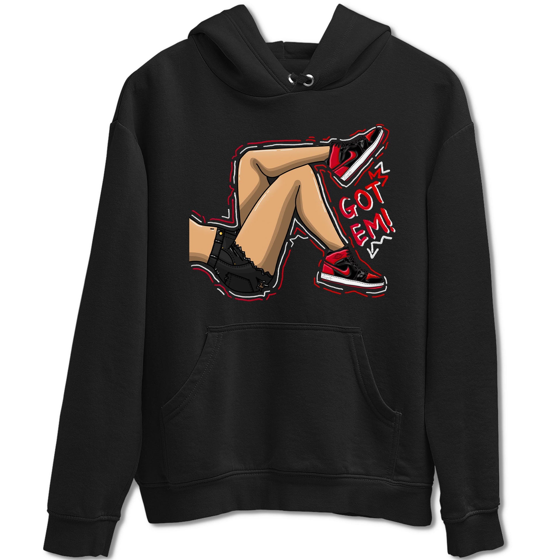 Air Jordan 1 Satin Bred shirt to match jordans Got Em Legs sneaker tees AJ1 Retro Satin Bred SNRT Sneaker Tees Sneaker Matching Clothing Brand Unisex Sneaker Tee Black 2 T-Shirt