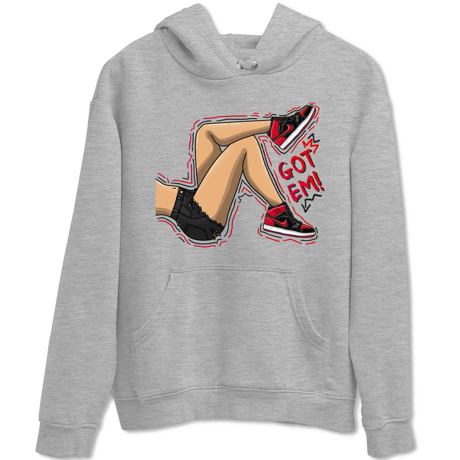 Air Jordan 1 Satin Bred shirt to match jordans Got Em Legs sneaker tees AJ1 Retro Satin Bred SNRT Sneaker Tees Sneaker Matching Clothing Brand Unisex Sneaker Tee Heather Grey 2 T-Shirt