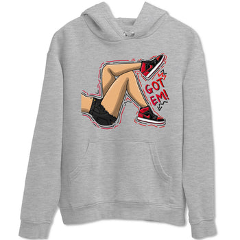 Air Jordan 1 Satin Bred shirt to match jordans Got Em Legs sneaker tees AJ1 Retro Satin Bred SNRT Sneaker Tees Sneaker Matching Clothing Brand Unisex Sneaker Tee Heather Grey 2 T-Shirt