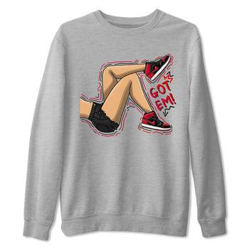 Air Jordan 1 Satin Bred shirt to match jordans Got Em Legs sneaker tees AJ1 Retro Satin Bred SNRT Sneaker Tees Sneaker Matching Clothing Brand Unisex Sneaker Tee Heather Grey 2 T-Shirt