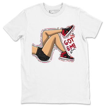Air Jordan 1 Satin Bred shirt to match jordans Got Em Legs sneaker tees AJ1 Retro Satin Bred SNRT Sneaker Tees Sneaker Matching Clothing Brand Unisex Sneaker Tee White 2 T-Shirt