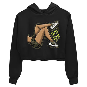 Jordan 1 Low X Travis Scott Golf Olive shirt to match jordans Got Em Legs sneaker release tees Air Jordan 1 Travis Scott Golf Olive SNRT Sneaker Tees Black 2 Crop T-Shirt