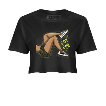 Jordan 1 Low X Travis Scott Golf Olive shirt to match jordans Got Em Legs sneaker release tees Air Jordan 1 Travis Scott Golf Olive SNRT Sneaker Tees Black 2 Crop T-Shirt