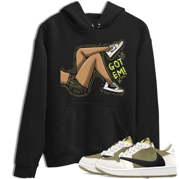 Jordan 1 Low X Travis Scott Golf Olive shirt to match jordans Got Em Legs sneaker release tees Air Jordan 1 Travis Scott Golf Olive SNRT Sneaker Tees Unisex Streetwear Clothing Black 1 T-Shirt