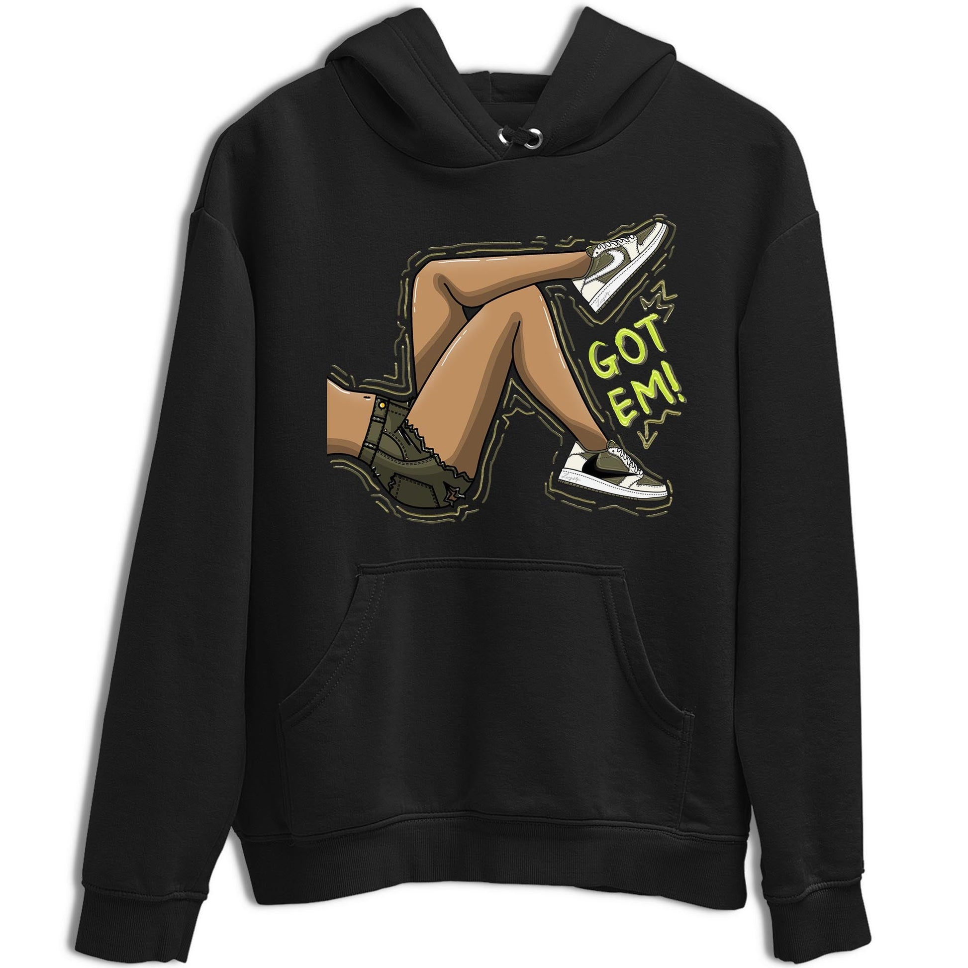 Jordan 1 Low X Travis Scott Golf Olive shirt to match jordans Got Em Legs sneaker release tees Air Jordan 1 Travis Scott Golf Olive SNRT Sneaker Tees Unisex Streetwear Clothing Black 2 T-Shirt