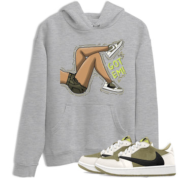 Jordan 1 Low X Travis Scott Golf Olive shirt to match jordans Got Em Legs sneaker release tees Air Jordan 1 Travis Scott Golf Olive SNRT Sneaker Tees Unisex Streetwear Clothing Heather Grey 1 T-Shirt
