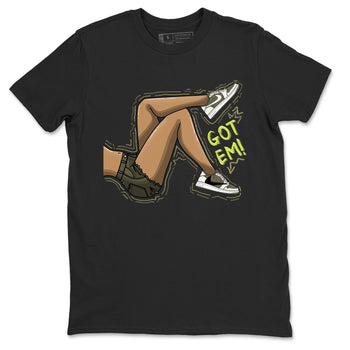 Jordan 1 Low X Travis Scott Golf Olive shirt to match jordans Got Em Legs sneaker release tees Air Jordan 1 Travis Scott Golf Olive SNRT Sneaker Tees Unisex Streetwear Clothing Black 2 T-Shirt