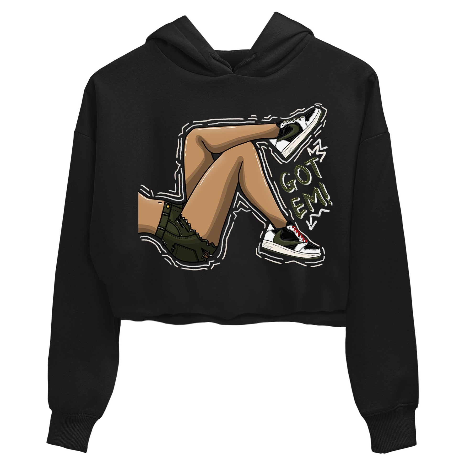 Air Jordan 1 Travis Scott Olive Sneaker Match Tees Got Em Legs Sneaker Tees AJ1 Travis Scott Olive Sneaker Release Tees Women's Shirts Black 2