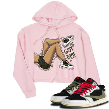 Air Jordan 1 Travis Scott Olive Sneaker Match Tees Got Em Legs Sneaker Tees AJ1 Travis Scott Olive Sneaker Release Tees Women's Shirts Pink 1