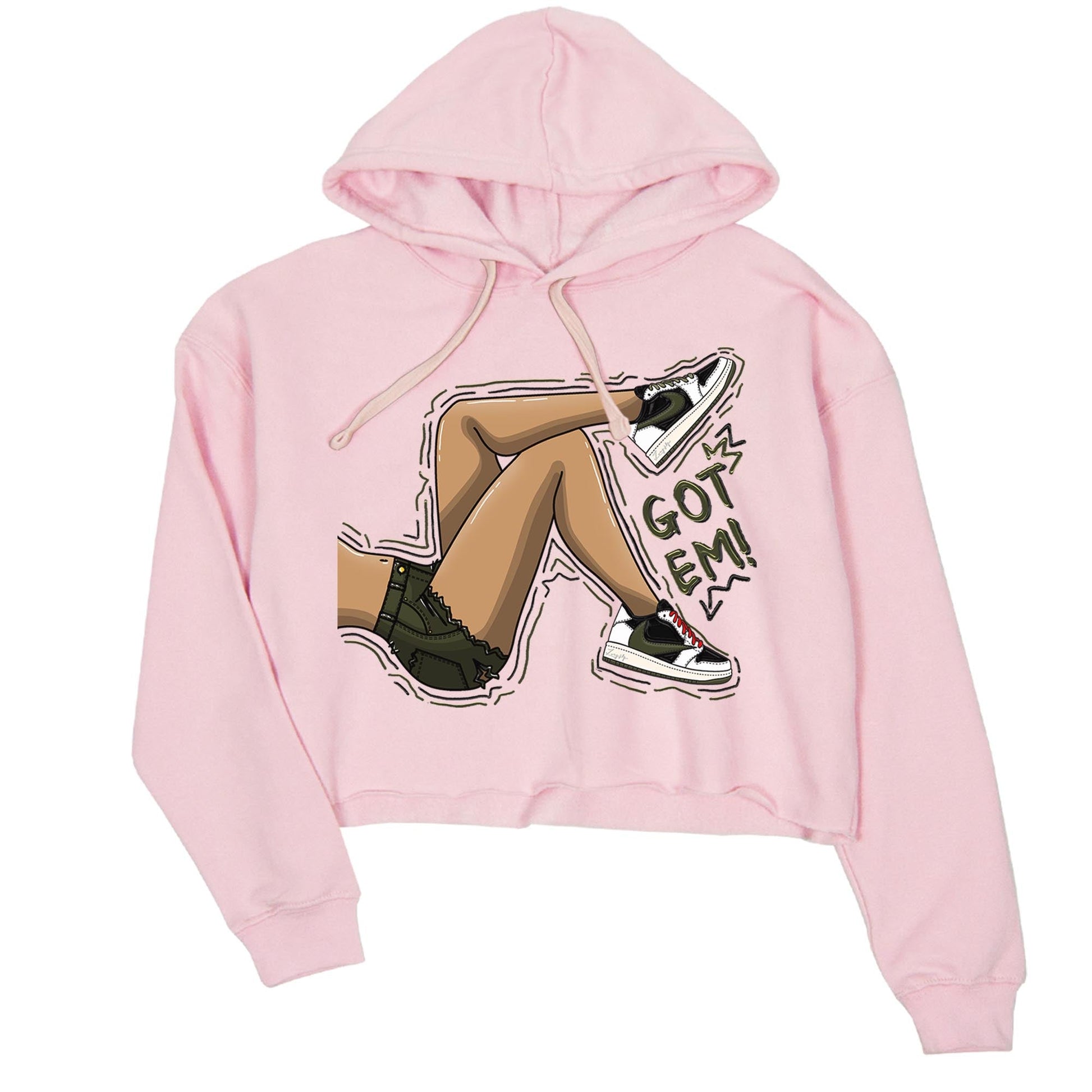 Air Jordan 1 Travis Scott Olive Sneaker Match Tees Got Em Legs Sneaker Tees AJ1 Travis Scott Olive Sneaker Release Tees Women's Shirts Pink 2