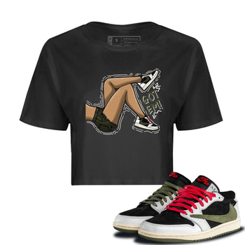 Air Jordan 1 Travis Scott Olive Got Em Legs WMNS Cotton Sneaker Hoodie Air Jordan 1 Travis Scott Olive Sneaker Crop Hoodie Size Chart