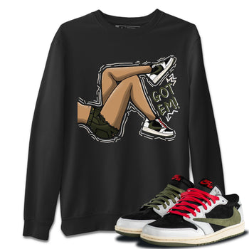 Air Jordan 1 Travis Scott Olive Got Em Legs Crew Neck Sneaker Tees AJ1 Travis Scott Olive Sneaker T-Shirts Size Chart