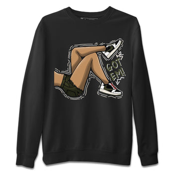Air Jordan 1 Travis Scott Olive Sneaker Match Tees Got Em Legs Sneaker Tees AJ1 Travis Scott Olive Sneaker Release Tees Unisex Shirts Black 2