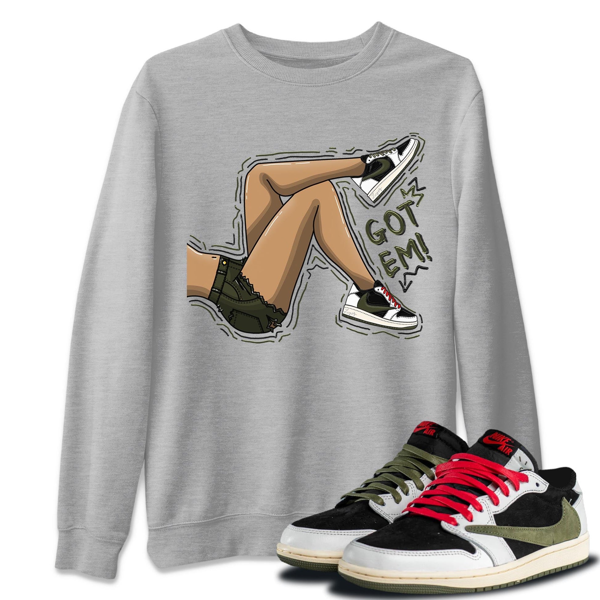 Air Jordan 1 Travis Scott Olive Got Em Legs Crew Neck Sneaker Tees AJ1 Travis Scott Olive Sneaker T-Shirts Washing and Care Tip