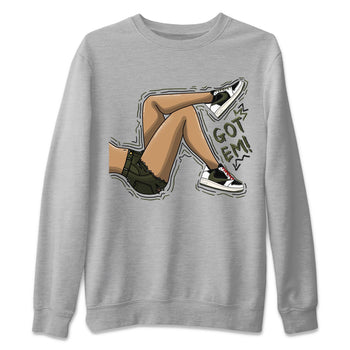 Air Jordan 1 Travis Scott Olive Sneaker Match Tees Got Em Legs Sneaker Tees AJ1 Travis Scott Olive Sneaker Release Tees Unisex Shirts Heather Grey 2