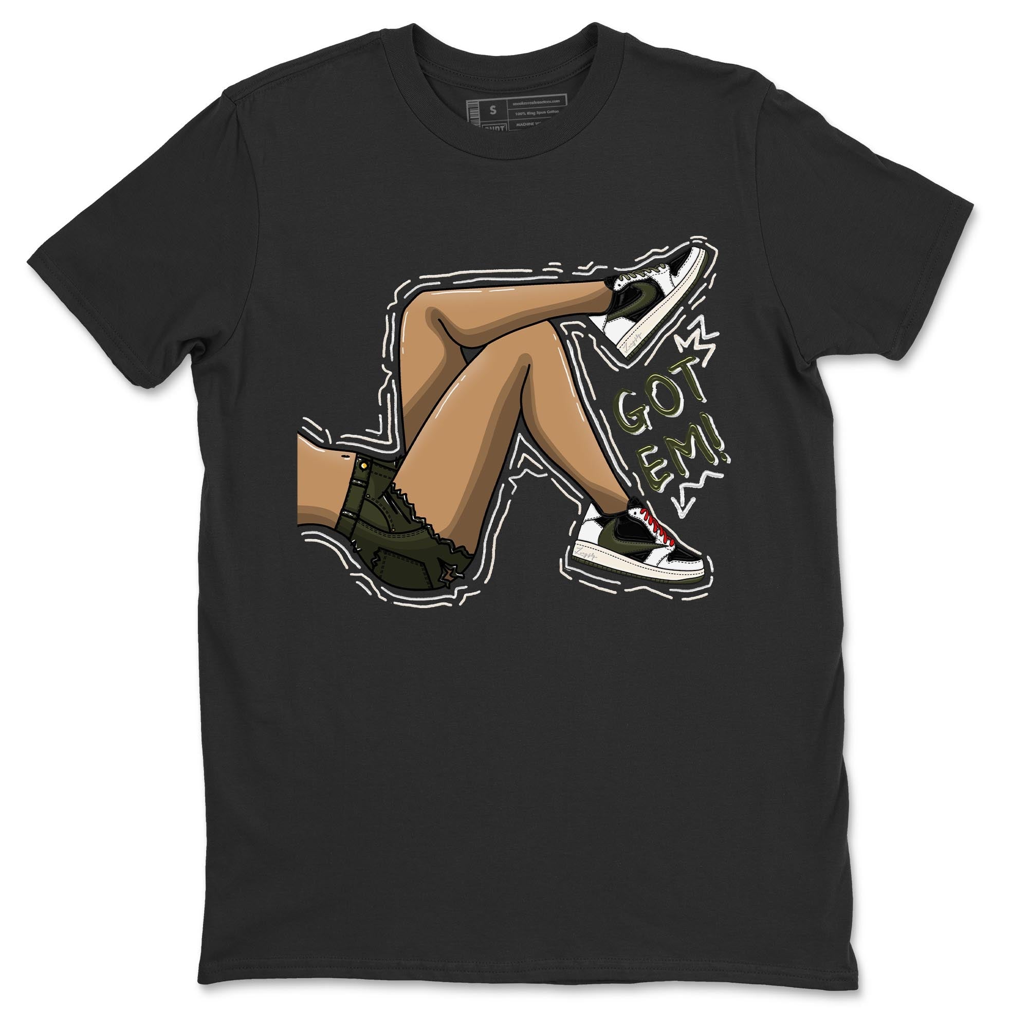 Air Jordan 1 Travis Scott Olive Sneaker Match Tees Got Em Legs Sneaker Tees AJ1 Travis Scott Olive Sneaker Release Tees Unisex Shirts Black 2