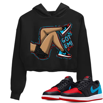 Air Jordan 1 Low UNC to Chicago shirt to match jordans Got Em Legs sneaker tees Air Jordan 1 UNC to Chicago SNRT Sneaker Release Tees Black 1 Crop T-Shirt