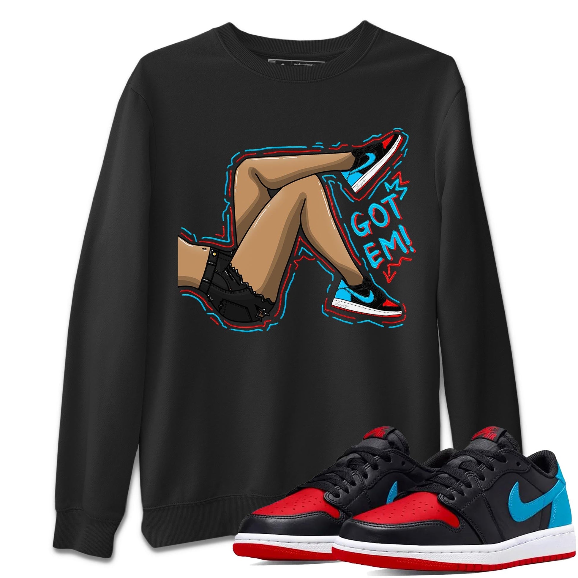 Air Jordan 1 Low UNC to Chicago shirt to match jordans Got Em Legs sneaker tees Air Jordan 1 UNC to Chicago SNRT Sneaker Release Tees Unisex Black 1 T-Shirt