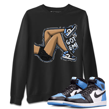 Air Jordan 1 Retro High OG University Blue shirt to match jordans Got Em Legs sneaker tees Air Jordan 1 UNC Toe SNRT Sneaker Release Tees Unisex Black 1 T-Shirt