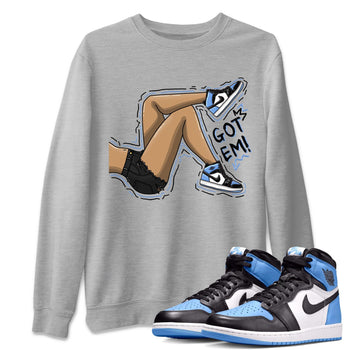 Air Jordan 1 Retro High OG University Blue shirt to match jordans Got Em Legs sneaker tees Air Jordan 1 UNC Toe SNRT Sneaker Release Tees Unisex Heather Grey 1 T-Shirt