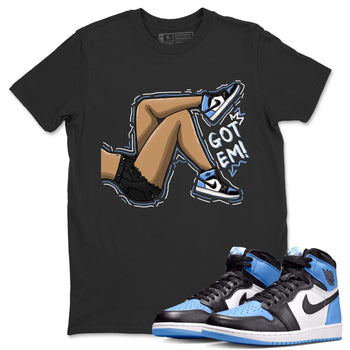 Air Jordan 1 Retro High OG University Blue shirt to match jordans Got Em Legs sneaker tees Air Jordan 1 UNC Toe SNRT Sneaker Release Tees Unisex Black 1 T-Shirt