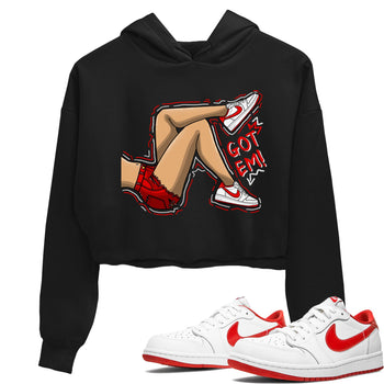 1s Low University Red shirt to match jordans Got Em Legs sneaker tees Air Jordan 1 University Red SNRT Sneaker Tees Sneaker Matching Clothing Brand Black 1 Crop T-Shirt