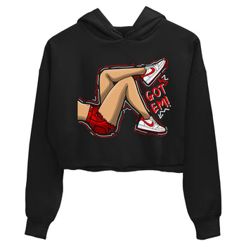 1s Low University Red shirt to match jordans Got Em Legs sneaker tees Air Jordan 1 University Red SNRT Sneaker Tees Sneaker Matching Clothing Brand Black 2 Crop T-Shirt