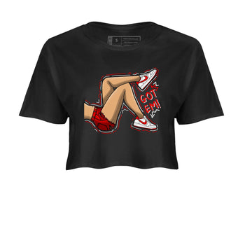 1s Low University Red shirt to match jordans Got Em Legs sneaker tees Air Jordan 1 University Red SNRT Sneaker Tees Sneaker Matching Clothing Brand Black 2 Crop T-Shirt
