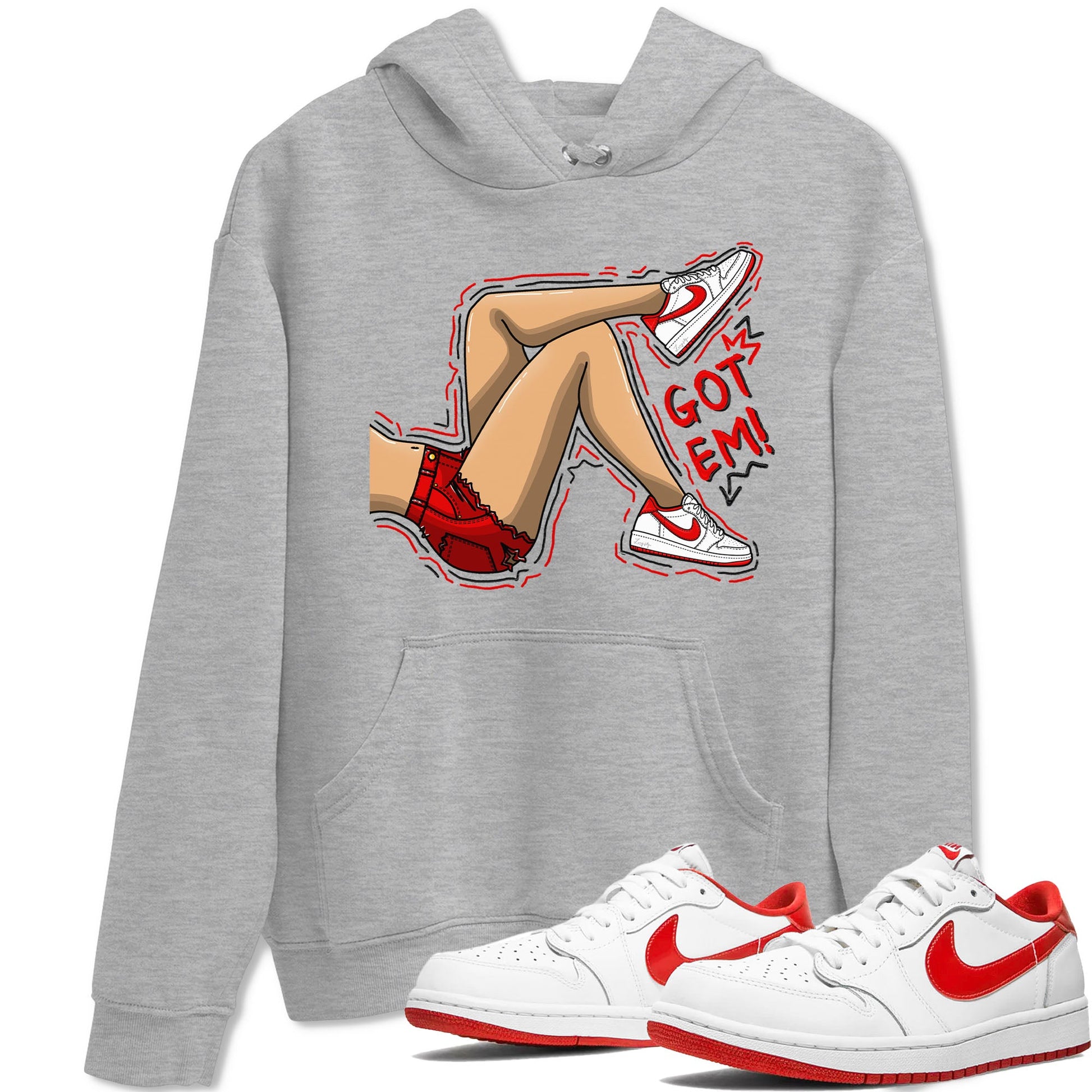 1s Low University Red shirt to match jordans Got Em Legs sneaker tees Air Jordan 1 University Red SNRT Sneaker Tees Sneaker Matching Clothing Brand Unisex Sneaker Tee Heather Grey 1 T-Shirt
