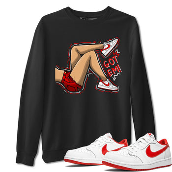 1s Low University Red shirt to match jordans Got Em Legs sneaker tees Air Jordan 1 University Red SNRT Sneaker Tees Sneaker Matching Clothing Brand Unisex Sneaker Tee Black 1 T-Shirt