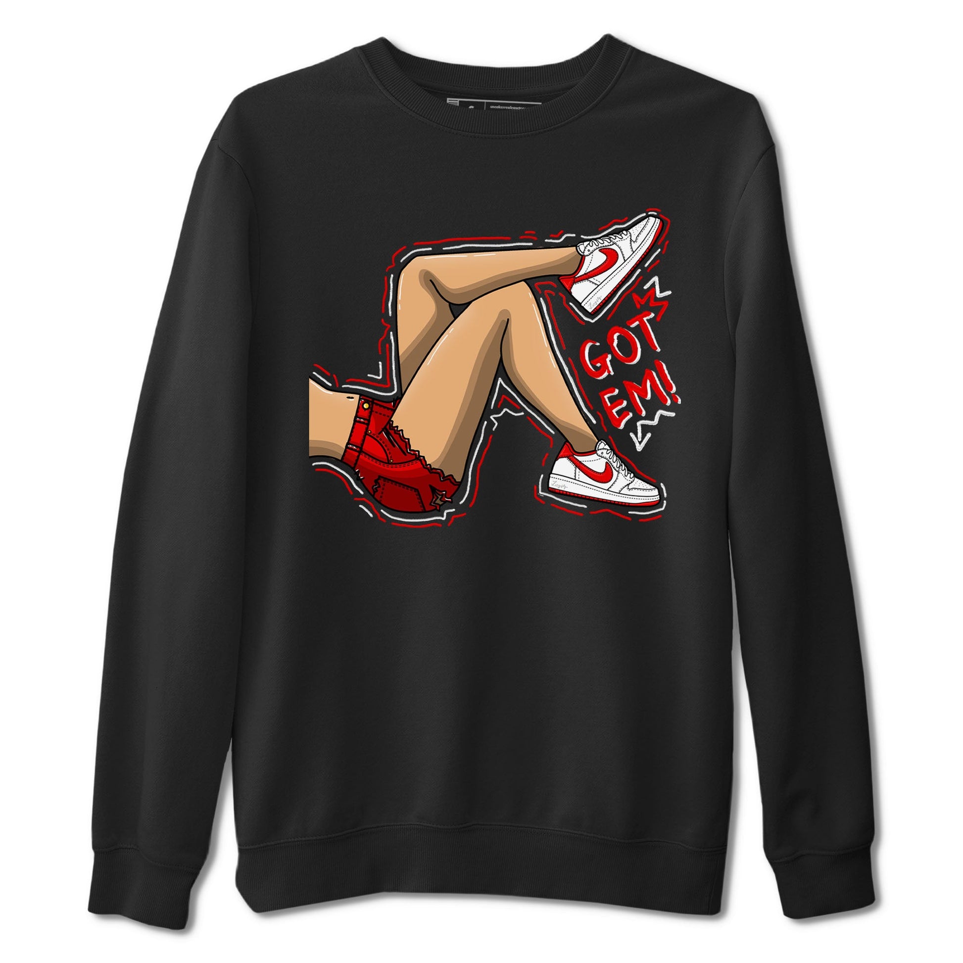 1s Low University Red shirt to match jordans Got Em Legs sneaker tees Air Jordan 1 University Red SNRT Sneaker Tees Sneaker Matching Clothing Brand Unisex Sneaker Tee Black 2 T-Shirt