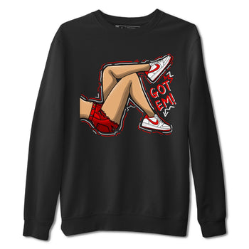 1s Low University Red shirt to match jordans Got Em Legs sneaker tees Air Jordan 1 University Red SNRT Sneaker Tees Sneaker Matching Clothing Brand Unisex Sneaker Tee Black 2 T-Shirt