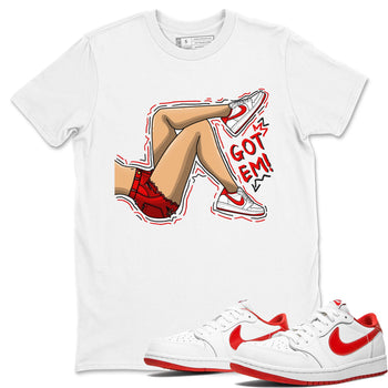 1s Low University Red shirt to match jordans Got Em Legs sneaker tees Air Jordan 1 University Red SNRT Sneaker Tees Sneaker Matching Clothing Brand Unisex Sneaker Tee White 1 T-Shirt