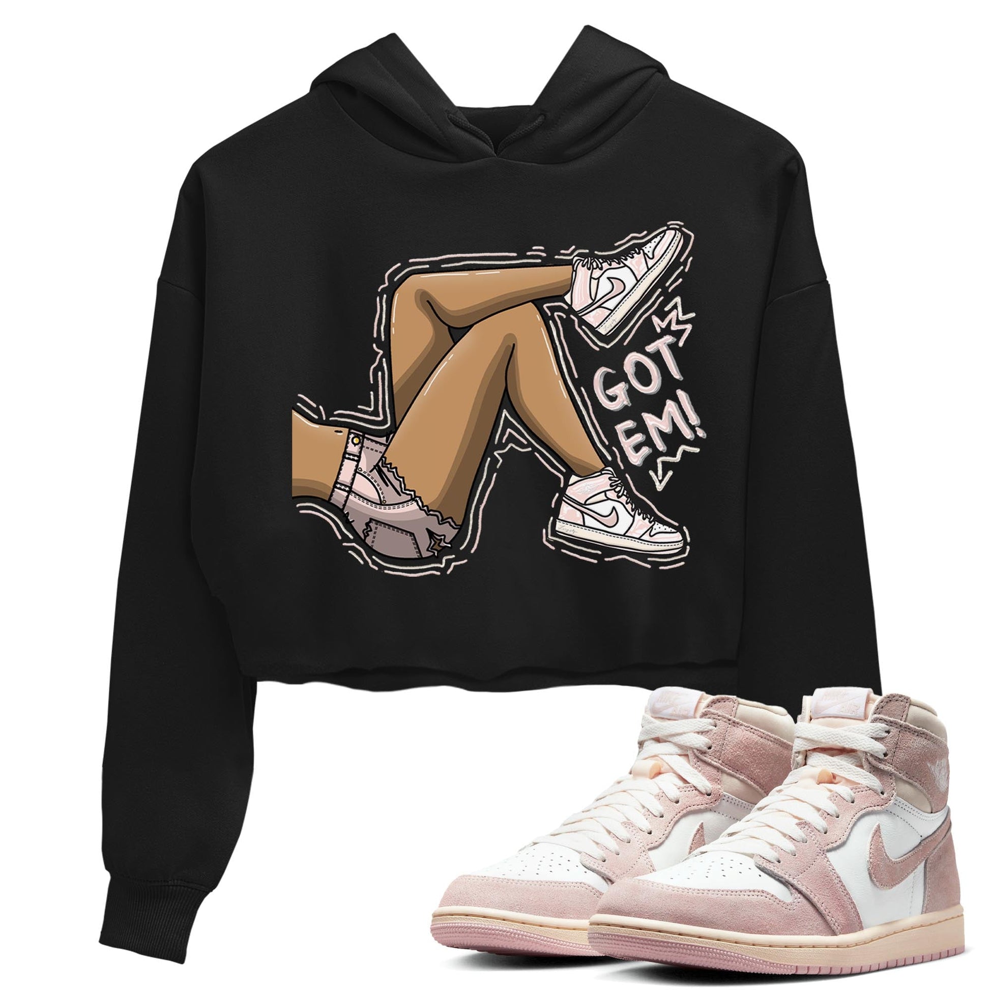 Air Jordan 1 Washed Pink Sneaker Match Tees Got Em Legs Sneaker Tees AJ1 Washed Pink Sneaker Release Tees Women's Shirts Black 1