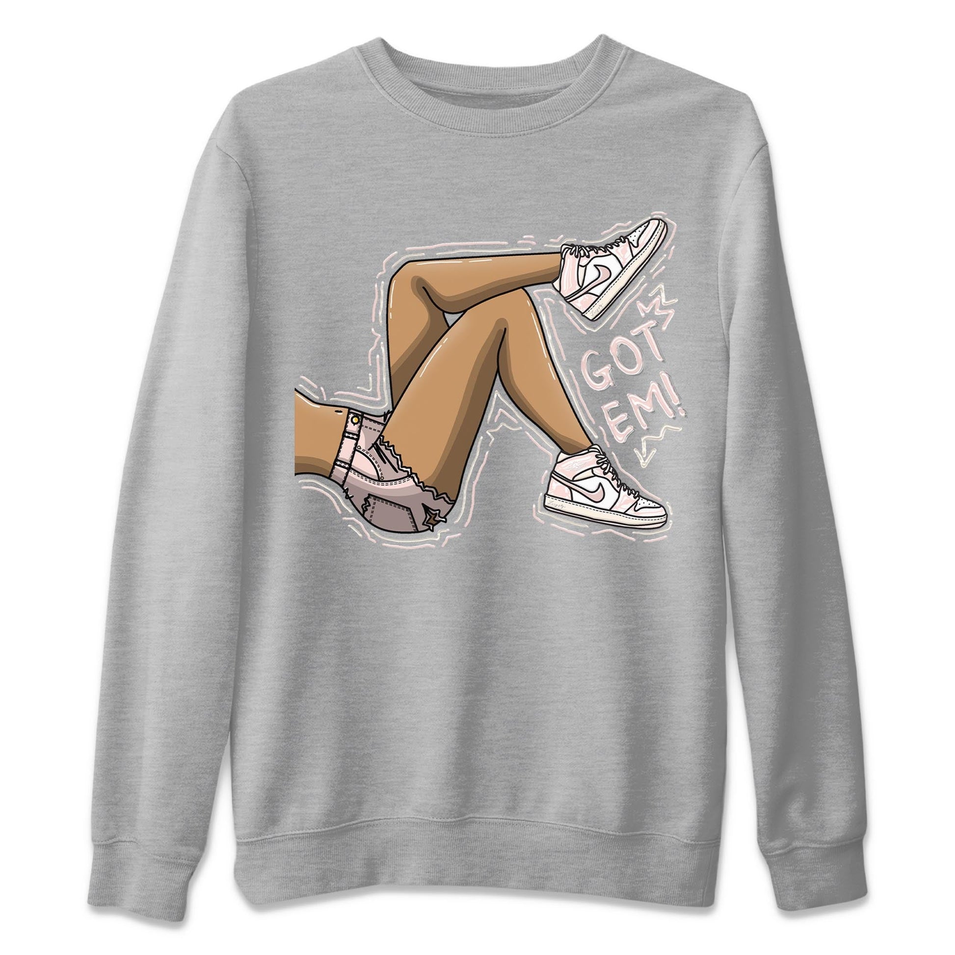 Air Jordan 1 Washed Pink Sneaker Match Tees Got Em Legs Sneaker Tees AJ1 Washed Pink Sneaker Release Tees Unisex Shirts Heather Grey 2