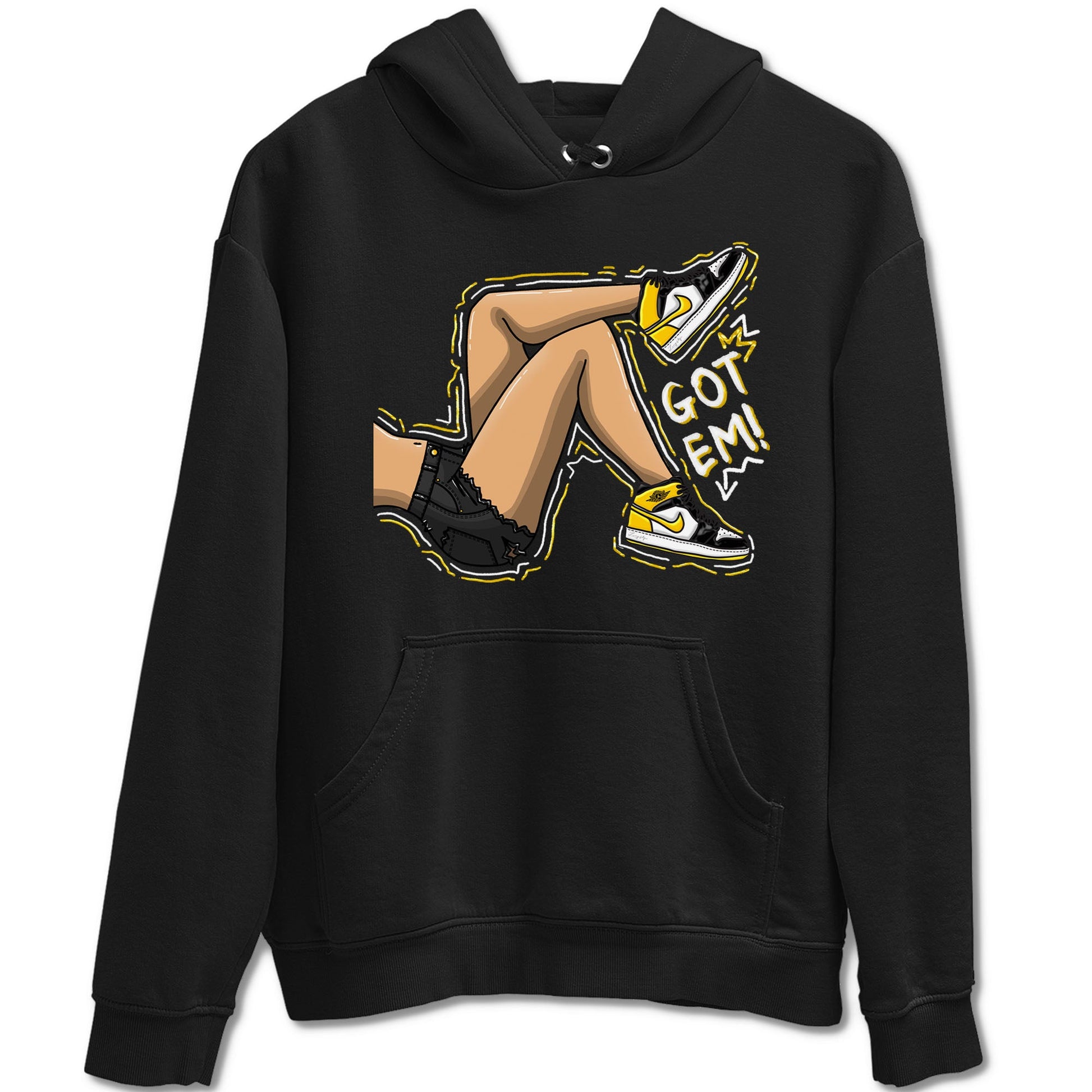 1s Yellow Ochre shirt to match jordans Got Em Legs sneaker tees Air Jordan 1 High OG Yellow Ochre SNRT Sneaker Release Tees unisex cotton Black 2 crew neck shirt